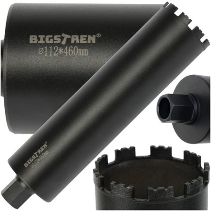 Bigstren Ποτηροτρύπανο 112×460 mm,1.1/4 UNC για Διάτρηση σε Σκυρόδεμα, Πέτρα, Γρανάτη 27083