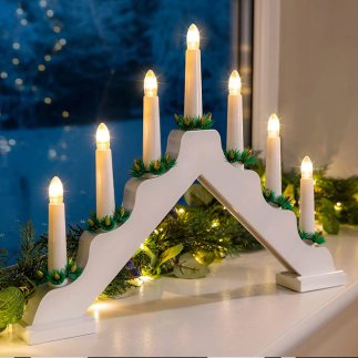 BAKAJI Ηλεκτρικό Χριστουγεννιάτικο Κηροπήγιο Advent Led 7 Κεριά Χριστουγέννων Χρώμα Λευκό 02814732