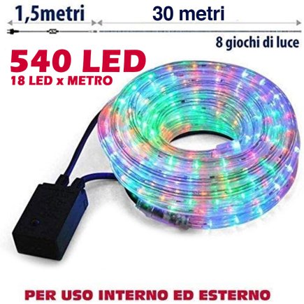 BAKAJI Λαμπερός Σωλήνας 30 Μέτρων LED Πολύχρωμος με 540 Φώτα για Εσωτερική και Εξωτερική Χρήση 02001560