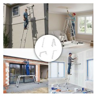 ModernHome Πτυσσόμενη Σκάλα Αλουμινίου 4x3 Μέγιστο Βάρος 150 kg WK4210-3D