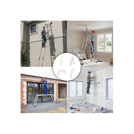 ModernHome Πτυσσόμενη Σκάλα Αλουμινίου 4x3 Μέγιστο Βάρος 150 kg WK4210-3D