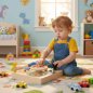 Ecotoys Ξύλινος Πίνακας με Τιμόνι Αυτοκινήτου 14 Στοιχείων LED Δημιουργικής Απασχόλησης για Παιδιά 3 ετών και άνω HM328236
