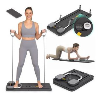 ModernHome Πολυλειτουργικός πάγκος άσκησης Pilates Reformer με αναδιπλούμενη οθόνη LCD GB-PL-01