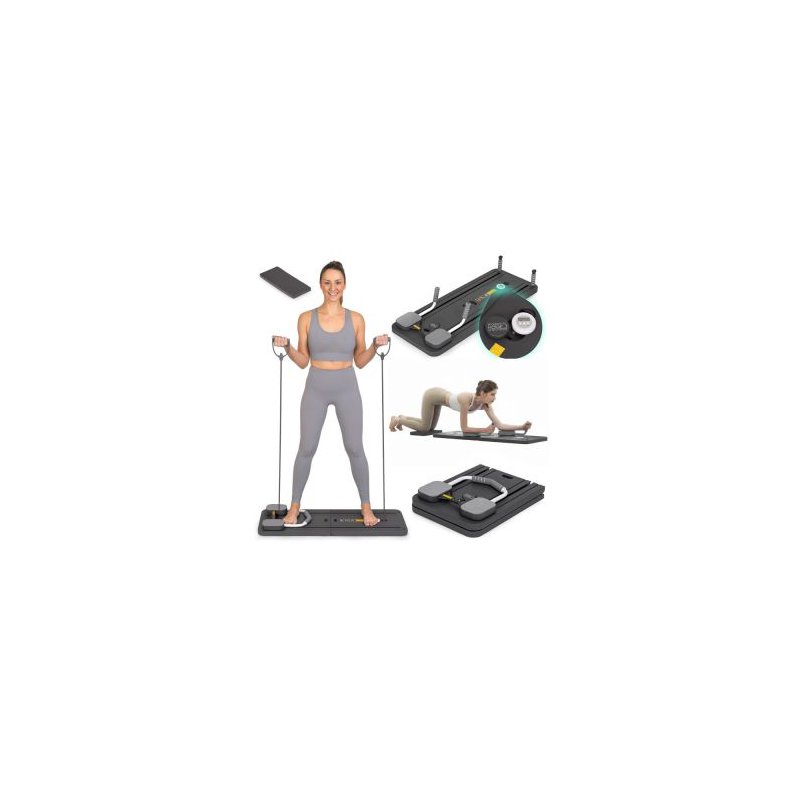 ModernHome Πολυλειτουργικός πάγκος άσκησης Pilates Reformer με αναδιπλούμενη οθόνη LCD GB-PL-01