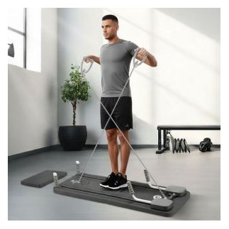 ModernHome Πολυλειτουργικός πάγκος άσκησης Pilates Reformer με αναδιπλούμενη οθόνη LCD GB-PL-01
