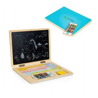 Ecotoys Εκπαιδευτικό Μαγνητικό Ξύλινο Λάπτοπ για Παιδιά G068-Blue