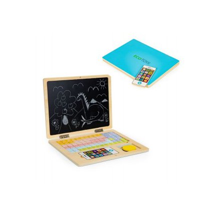 Ecotoys Εκπαιδευτικό Μαγνητικό Ξύλινο Λάπτοπ για Παιδιά G068-Blue
