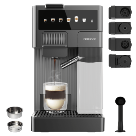 CECOTEC  Καφετιέρα FreeStyle Latte T 4 σε 1 με Δοχείο Γάλακτος - Συμβατή με Αλεσμένο Καφέ, Dolce Gusto, Nespresso και K-fee  CEC