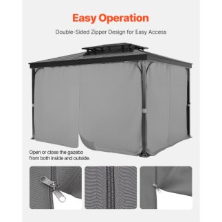 VEVOR Γκρι Αδιάβροχες Κουρτίνες Κιόσκι 12' x 10' x 6.7' SMLTCL12FT10OXMXOV0