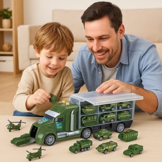 BAKAJI Στρατιωτικό Όχημα 12 σε 1 με Παιχνίδια Άρματα Μάχης Στρατού με Φώτα και Ήχους 02842701