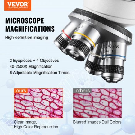 Διόφθαλμο Μικροσκόπιο VEVOR 40X-2500X με Διπλό Μηχανικό Στάδιο FSXWJ2500XSM1JITDV2