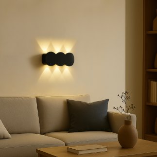 BAKAJI Απλίκα Τοίχου με 6 LED Μαύρη Λάμπα με Θερμό Λευκό Φως 15x8x3cm 02842439