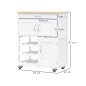 HOMCOM White Wood Kitchen Cart food with Bottle Rack 1 συρτάρι και 3 πόρτες, 67x37x87cm 801-179