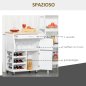 HOMCOM White Wood Kitchen Cart food with Bottle Rack 1 συρτάρι και 3 πόρτες, 67x37x87cm 801-179