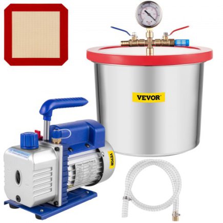 VEVOR Θάλαμος Κενού 2 Γαλόνια με Αντλία 4CFM 1/3HP για Σιλικόνη & Εποξική Ρητίνη QCKTZKB4CFM1-3J2TV2