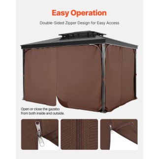 VEVOR Καφές Αδιάβροχες Κουρτίνες Κιόσκι 12' x 12' x 6.9' SMLTCL12FT12TZJSLV0