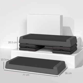 SPORTNOW  Ρυθμιζόμενο Stepper Γυμναστικής σε 10.5/15.5/20.5 cm με Αντιολισθητική Επιφάνεια και Χωρητικότητα 250 kg, Γκρι  A90-37