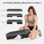 SPORTNOW Ρυθμιζόμενο Stepper Γυμναστικής σε 10.5/15.5/20.5 cm με Αντιολισθητική Επιφάνεια και Χωρητικότητα 250 kg, Γκρι A90-379V