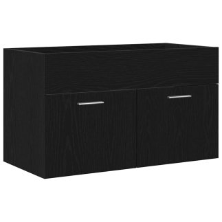 vidaXL Ντουλάπι Νεροχύτη Μπάνιου Μαύρο Δρυς 90x38,5x46 cm Συνθετικό Ξύλο 862530