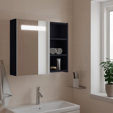 vidaXL Καθρέπτης Μπάνιου Με Ντουλάπι LED Φωτισμού Γκρι 60x13x52 εκ. 357970