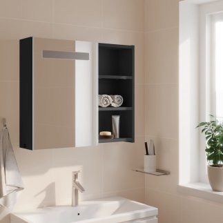 vidaXL Καθρέπτης Μπάνιου Με Ντουλάπι LED Φωτισμού Γκρι 60x13x52 εκ. 357970