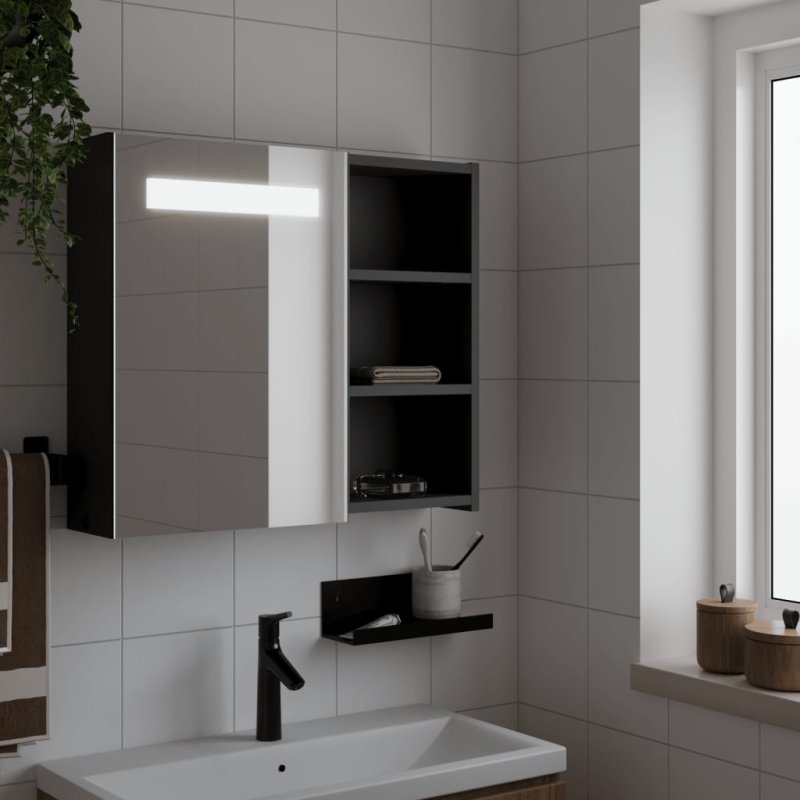 vidaXL Ντουλάπι Καθρέφτη Μπάνιου με LED Φωτισμό Μαύρο 60x13x52 εκ. 357971 vidaXL Ντουλάπι Καθρέφτη Μπάνιου με LED Φωτισμό Μαύρο 60x13x52 εκ. 357971