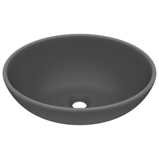 vidaXL Νιπτήρας Οβάλ Σχήματος, Ματ Σκούρο Γκρι, 40x33 εκ., Κεραμικός 146928