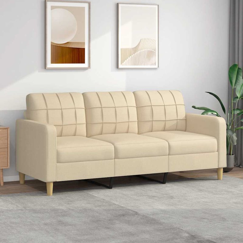 vidaXL Καναπές-Κρεβάτι 3 Θέσεων από Κρεμ Ύφασμα 180 cm 359101