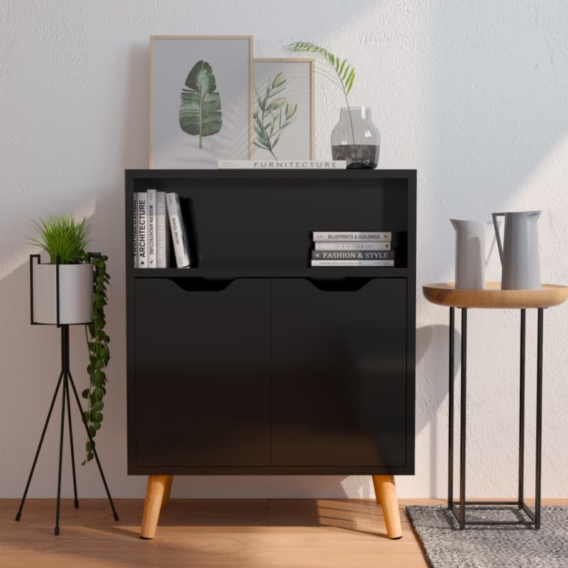 vidaXL Μαύρος Satine Μπουφές 60x30x72 εκ 326829