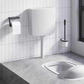 vidaXL Επίτοιχο Πλαστικό Καζανάκι Ορθογώνιο Υψηλής Πίεσης Γκρι 148008