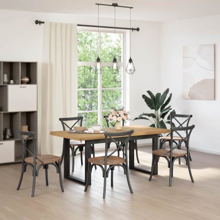vidaXL Τραπέζι Φαγητού NOAIN με Πόδια U Σχήματος 180x90x75 εκ από Μασίφ Ξύλο Πεύκου 3328259
