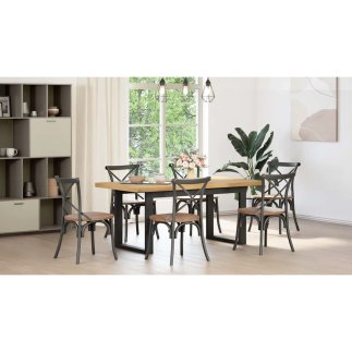vidaXL Τραπέζι Φαγητού NOAIN με Πόδια U Σχήματος 180x90x75 εκ από Μασίφ Ξύλο Πεύκου 3328259