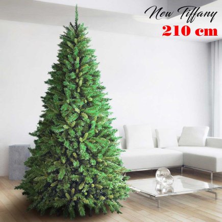 BAKAJI  Χριστουγεννιάτικο Δέντρο 210cm New Tiffany Πολύ Πυκνό 1078 Κλαδιά Πράσινο Πεύκο Βάση σε Σχήμα Σταυρού  02831525