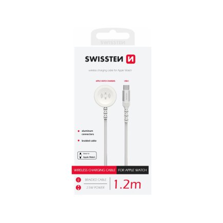 SWISSTEN Μαγνητικό Μεταλλικό Καλώδιο για Apple Watch, USB-C, 1,2 μ, Λευκό 8595217486997