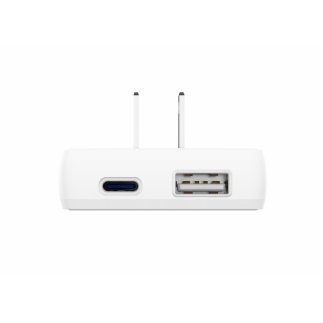 SWISSTEN Προσαρμογέας Ταξιδιού GaN USB-C + USB-A 45W, Ανταλλάξιμες Πρίζες (ΗΠΑ, ΕΕ, ΗΒ), Λευκός 8595217492257