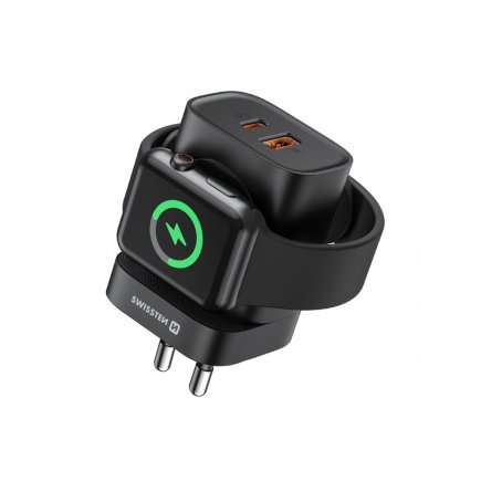 SWISSTEN Φορτιστής Δικτύου για Apple Watch, με USB-A, USB-C, 22.5W 8595217483842