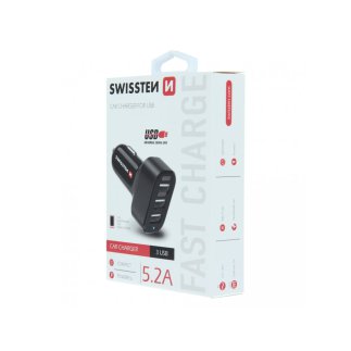 SWISSTEN Φορτιστής Αυτοκινήτου 3xUSB, 5,2 A 8595217440593