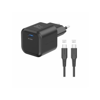 SWISSTEN Φορτιστής GaN 1x USB-C 35W με Υποστήριξη Γρήγορης Φόρτισης και Καλώδιο Δεδομένων USB-C/USB-C 1.2 μ Μαύρο 8595217484450