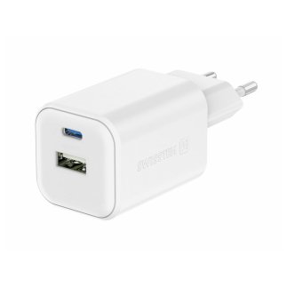 SWISSTEN Προηγμένος Φορτιστής GaN με 1x USB-C 45W PD και 1x USB-A 18W QC Λευκό 8595217484504