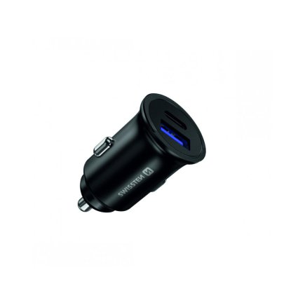 SWISSTEN Φορτιστής Power Delivery + Quick Charge, USB-C, 36W, Μεταλλικό Σώμα Μαύρο 8595217474154