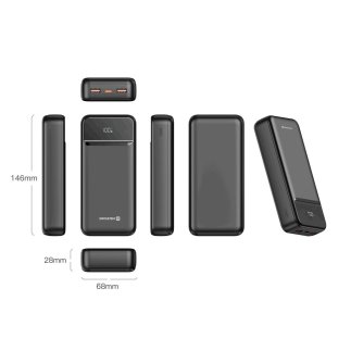 SWISSTEN Φορητός Φορτιστής POWER LINE II 20000 mAh, Μαύρο 8595217490628