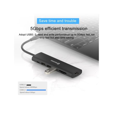 SWISSTEN Πολυαντάπτορας USB-C 7 σε 1 (USB-C 100W, HDMI 4K, 1x USB-A 3.0, 2x USB-A 2.0, SD, MICRO SD) σε Αλουμινένια Κατασκευή 85