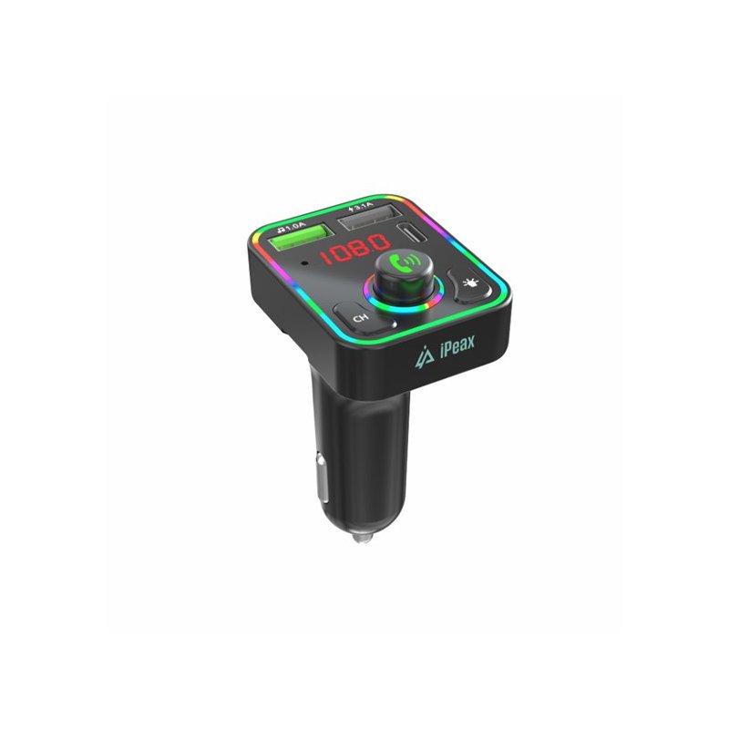 iPEAX FM Transmitter Bluetooth 5.3 Handsfree Αυτοκινήτου & Φορτιστής 15.5W με Οθόνη LED & RGB LED Φωτισμό & 2 USB 8595217492189