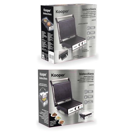 Kooper Ηλεκτρική γκριλιέρα με διπλή σχάρα 2000W άνοιγμα 180 μοιρών Kooper 5925655