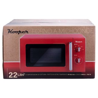 Kooper Κόκκινος vintage φούρνος μικροκυμάτων 22 L με 5 προγράμματα μαγειρέματος 700 W Wave Kooper 5914558