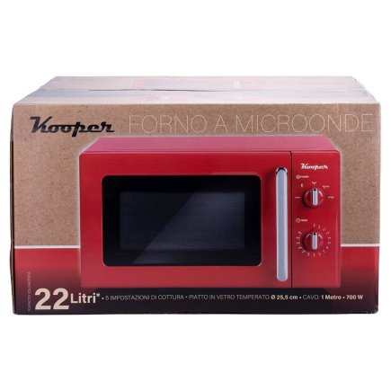 Kooper Κόκκινος vintage φούρνος μικροκυμάτων 22 L με 5 προγράμματα μαγειρέματος 700 W Wave Kooper 5914558