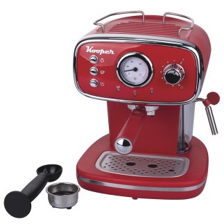 Kooper Αυτόματη μηχανή καφέ espresso με ακροφύσιο ατμού για cappuccino 1100 W κόκκινη Kooper 5917194