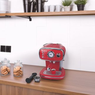 Kooper Αυτόματη μηχανή καφέ espresso με ακροφύσιο ατμού για cappuccino 1100 W κόκκινη Kooper 5917194