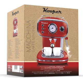 Kooper Αυτόματη μηχανή καφέ espresso με ακροφύσιο ατμού για cappuccino 1100 W κόκκινη Kooper 5917194