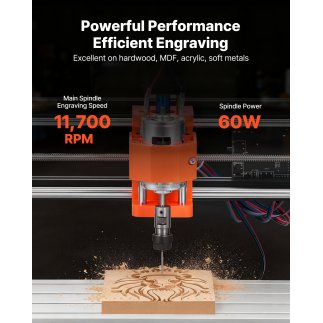 VEVOR Μηχανή CNC Router 3018, 60W, 3 Άξονες, Εγγραφής και Κοπής Ξύλου, Περιοχή Εργασίας 300x180x40mm, Offline Controller, Κατασκ